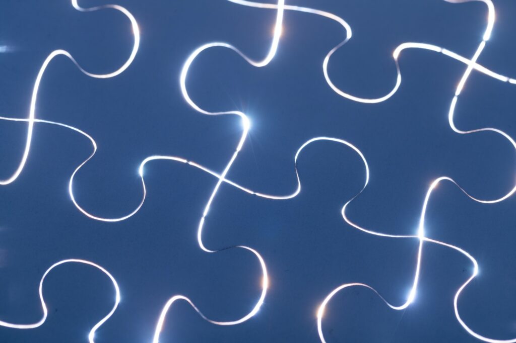 White puzzle with background